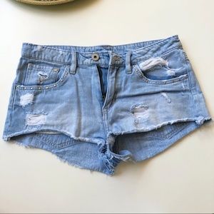 H&M Low Waist Denim Shorts Distressed & Studded